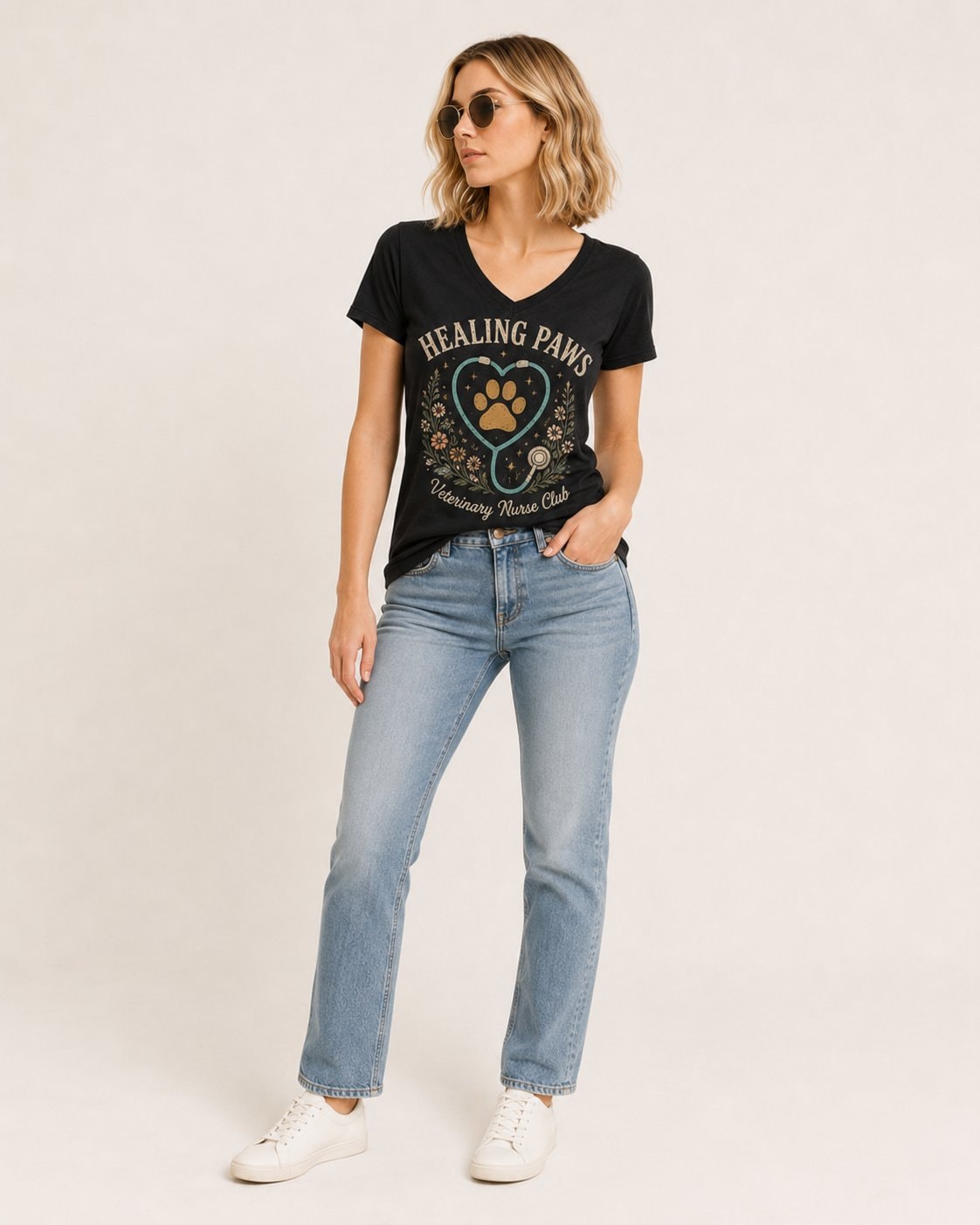 Healing Paws Veterinary Nurse Women's V-Neck T-Shirt